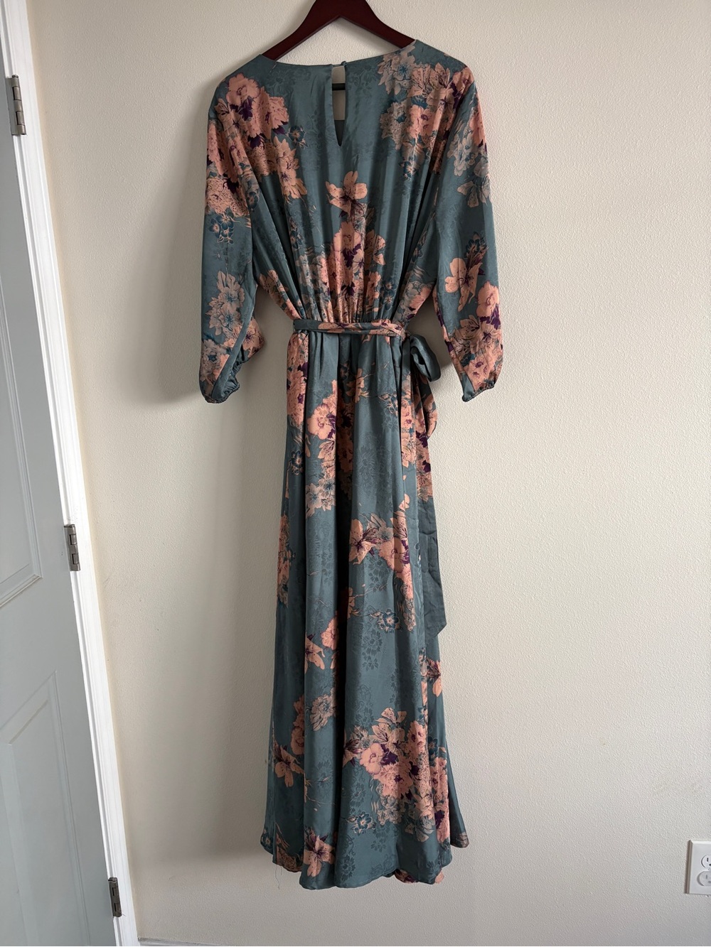 Baltic Born Paula Satin Floral Maxi Dress in Sage Pink Floral Blue Pink Multi 1X - Picture 9 of 9